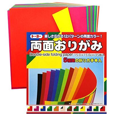 Toyo Origami Paper Double-Sided Color, 12 Colors, 35 Sheets Toyo Origami Paper Double-Sided Color, 12 Colors, 35 Sheets