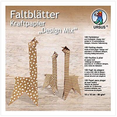 Ursus 38055599F Folding Paper Kraft Paper Design Mix 100 Sheets in 10 Different Designs Approx. 15 x 15 cm 80 g/m² Printed on One Side for Folding Window Pictures Stars and Figures Brown/White Ursus 38055599F Folding Paper Kraft Paper Design Mix 100 Sheets in 10 Different Designs Approx. 15 x 15 cm 80 g/m² Printed on One Side for Folding Window Pictures Stars and Figures Brown/White