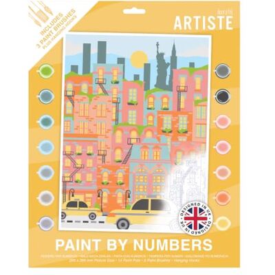 DOCRAFTS ARTISTE Large Paint by Numbers, Cityscape, 39.5 x 29.5cm Board 14 Acrylic Colour Paint 3 Size Brush Set, Adults Craft, Hobbies Craft, Number Coded Design, Personalised Art DOCRAFTS ARTISTE Large Paint by Numbers, Cityscape, 39.5 x 29.5cm Board 14 Acrylic Colour Paint 3 Size Brush Set, Adults Craft, Hobbies Craft, Number Coded Design, Personalised Art
