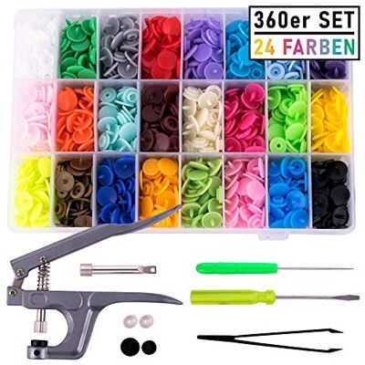 Pajoma Set of 360 24 Colours T5 Press Studs + Pliers (T3, T5, T8) for All Types DIY Clothing Craft Accessories Snap Set Pajoma Set of 360 24 Colours T5 Press Studs + Pliers (T3, T5, T8) for All Types DIY Clothing Craft Accessories Snap Set