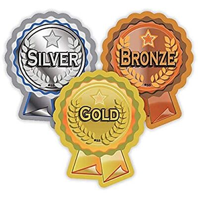 SuperStickers Gold, Silver and Bronze Rosette Stickers (120 Stickers) SuperStickers Gold, Silver and Bronze Rosette Stickers (120 Stickers)