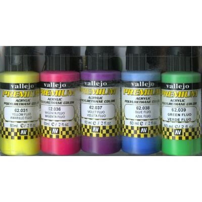 Vallejo Premium Color 60 ml Fluorescent Color Set (Set of 5),white Vallejo Premium Color 60 ml Fluorescent Color Set (Set of 5),white