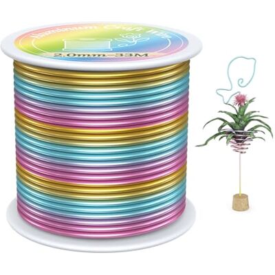 VynyQoo 2mm(12 Gauge) Metal Wire, 33m Galvanised Wire Colored, DIY Aluminium Craft Wire, Handmade Bendable Thick for Jewelry Making Horticultural VynyQoo 2mm(12 Gauge) Metal Wire, 33m Galvanised Wire Colored, DIY Aluminium Craft Wire, Handmade Bendable Thick for Jewelry Making Horticultural