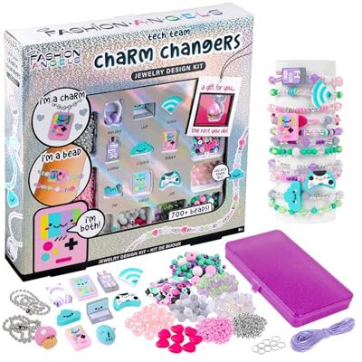 Fashion Angels Basic Fun Charm Changers – Tech Team Jewelry Making Kit for Girls – Includes 8 Cute Tech Charms, Beads & Necklace – Create Friendship Bracelets & Necklaces – Ages 6+ Fashion Angels Basic Fun Charm Changers – Tech Team Jewelry Making Kit for Girls – Includes 8 Cute Tech Charms, Beads & Necklace – Create Friendship Bracelets & Necklaces – Ages 6+