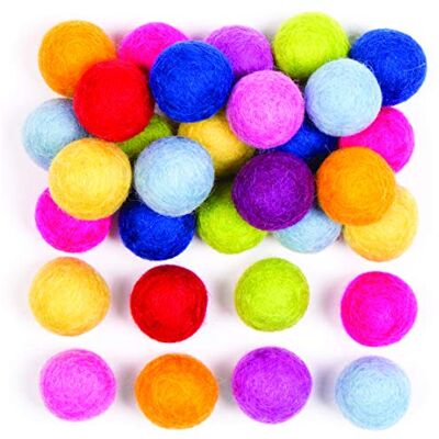 Baker Ross AC902 Coloured Felt Balls Pack of 50, Colourful Jet Toys for Kids to Play with Indoors and Outdoors, Great for Party Bag Fillers or Pocket Money Gifts Baker Ross AC902 Coloured Felt Balls Pack of 50, Colourful Jet Toys for Kids to Play with Indoors and Outdoors, Great for Party Bag Fillers or Pocket Money Gifts