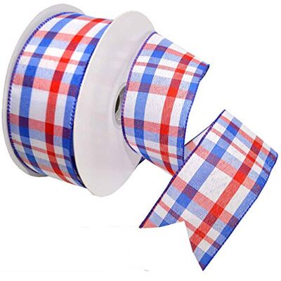Morex 7380.60/50-914 Color Chic Plaid French Wired Ribbon, 2-1/2-Inch by 50-Yard Spool, Red, White and Aqua Morex 7380.60/50-914 Color Chic Plaid French Wired Ribbon, 2-1/2-Inch by 50-Yard Spool, Red, White and Aqua