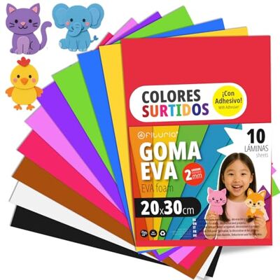 OFITURIA Eva Rubber for School and Creative Crafts, Coloured Foam Sheets for DIY Projects, Art, Children's Decoration, Scrapbooking, Craft Designs 20 x 30 cm (Assorted, 10 Pcs) OFITURIA Eva Rubber for School and Creative Crafts, Coloured Foam Sheets for DIY Projects, Art, Children's Decoration, Scrapbooking, Craft Designs 20 x 30 cm (Assorted, 10 Pcs)