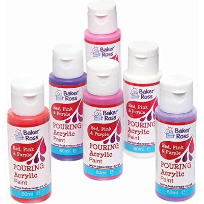 Baker Ross Valentine's Pouring Acrylic Paint Pack of 6, Paint for Kids (FC304) Baker Ross Valentine's Pouring Acrylic Paint Pack of 6, Paint for Kids (FC304)