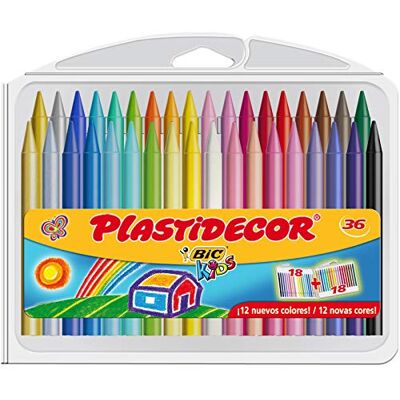 BIC Plastidecor Assorted Colored Crayons (Pack of 36) BIC Plastidecor Assorted Colored Crayons (Pack of 36)