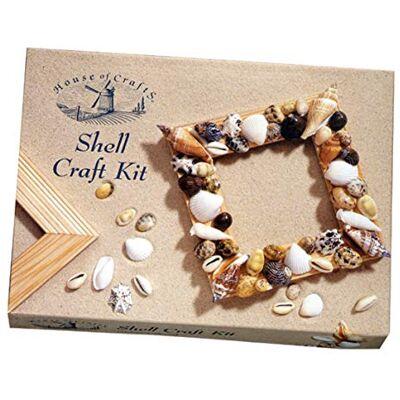 House of Crafts Shell Craft Mini Kit, Single Craft Kit Set, Multicoloured, Includes Selection of Sea Shells, MDF Frame, PVA Adhesive, Varnish, Brush, Instructions House of Crafts Shell Craft Mini Kit, Single Craft Kit Set, Multicoloured, Includes Selection of Sea Shells, MDF Frame, PVA Adhesive, Varnish, Brush, Instructions