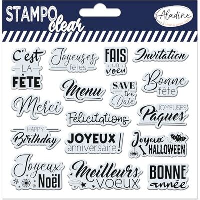 Aladine 16 Event Stamps Happy Birthday, Happy Birthday, Thank You, Happy Holidays, Invitation Stampo Clear Clear Stamps Scrapbooking, Card Making 04245 Aladine 16 Event Stamps Happy Birthday, Happy Birthday, Thank You, Happy Holidays, Invitation Stampo Clear Clear Stamps Scrapbooking, Card Making 04245