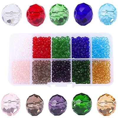 Lumeiy 4mm Briolette Crystal Glass Beads for Jewelry Making, 1000pcs Faceted Rondelle Spacer Beads Assorted Colors with Container Box Lumeiy 4mm Briolette Crystal Glass Beads for Jewelry Making, 1000pcs Faceted Rondelle Spacer Beads Assorted Colors with Container Box