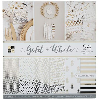 American Crafts Die Cuts with a View Card Stock, Gold & White Premium Printed Cardstock Stack-12x12, Crafts Sheets Holographic Foil Double Sided Printed Cardstock Cardstock for Crafts Cardstock for Scrapbooking American Crafts Die Cuts with a View Card Stock, Gold & White Premium Printed Cardstock Stack-12x12, Crafts Sheets Holographic Foil Double Sided Printed Cardstock Cardstock for Crafts Cardstock for Scrapbooking