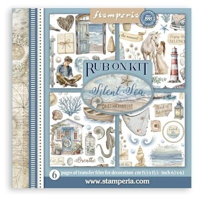 Stamperia Rub-on Kit for Scrapbooks, Albums, Cards, Bullet Journals and More, Easily Transfer Images onto Paper and Other Surfaces, Perfect for Crafts and Gifting (6 Pages) (Silent Sea) Stamperia Rub-on Kit for Scrapbooks, Albums, Cards, Bullet Journals and More, Easily Transfer Images onto Paper and Other Surfaces, Perfect for Crafts and Gifting (6 Pages) (Silent Sea)
