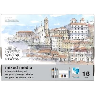 Winsor & Newton 0290200 Mixed Media Urban Sketching Set Promarker Watercolour, Cotman Watercolour, Fineliner, Brush & Pad for Cityscapes & Outdoor Sketching Winsor & Newton 0290200 Mixed Media Urban Sketching Set Promarker Watercolour, Cotman Watercolour, Fineliner, Brush & Pad for Cityscapes & Outdoor Sketching