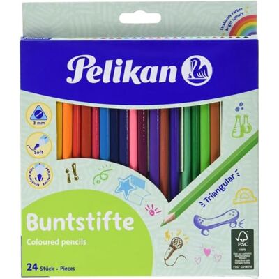 Pelikan 700122 Colouring Pencils Triangular Pack of 24 FSC Pelikan 700122 Colouring Pencils Triangular Pack of 24 FSC