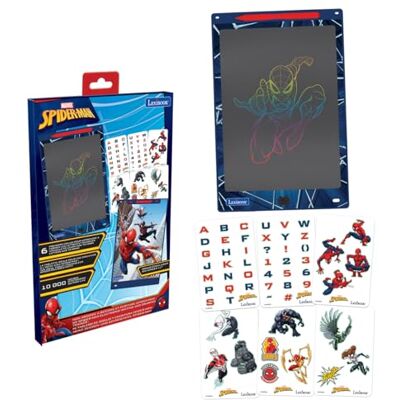 LEXIBOOK Spider-Man Magic Slate, CRT10SPLXB A4 size, 28 cm screen, 1 stylus & 6 stencils included, Multicolored Drawings, Blue LEXIBOOK Spider-Man Magic Slate, CRT10SPLXB A4 size, 28 cm screen, 1 stylus & 6 stencils included, Multicolored Drawings, Blue