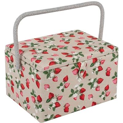 Hobby Gift Large Sewing Box Organiser with Handle Cotton Basket Sewing Storage Box, Craft Storage Boxes with Compartments for Tools & Accessories 23.5 x 31 x 20cm, Strawberries Hobby Gift Large Sewing Box Organiser with Handle Cotton Basket Sewing Storage Box, Craft Storage Boxes with Compartments for Tools & Accessories 23.5 x 31 x 20cm, Strawberries