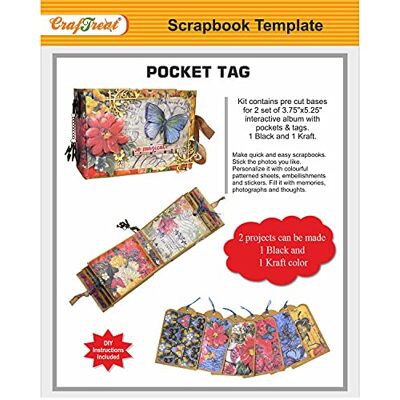 CrafTreat Pocket Tag DIY Scrapbook Blanks – 2 Mini Album Sets (Black & Kraft) with Precut Die Cuts, Chipboard & Tutorials for Tag, Pocket & Memory Keepsake Projects CrafTreat Pocket Tag DIY Scrapbook Blanks – 2 Mini Album Sets (Black & Kraft) with Precut Die Cuts, Chipboard & Tutorials for Tag, Pocket & Memory Keepsake Projects