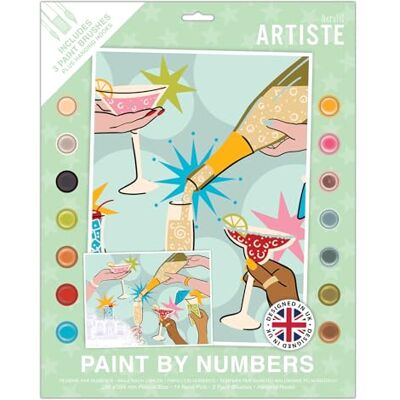 DOCRAFTS ARTISTE Large Paint by Numbers, Cheers, Summer Craft, 395x295mm Board 14 Acrylic Colour Paint 3 Size Brush Set, Adults Craft, Hobbies Craft, Number Coded Design, Personalised Art DOCRAFTS ARTISTE Large Paint by Numbers, Cheers, Summer Craft, 395x295mm Board 14 Acrylic Colour Paint 3 Size Brush Set, Adults Craft, Hobbies Craft, Number Coded Design, Personalised Art
