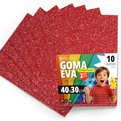 OFITURIA Glitter Eva Rubber for Creative Crafts, Glitter Foam Sheets for DIY, School Projects, Decorative Art, Scrapbooking 40 x 30 cm (Red Glitter, 10 pcs) OFITURIA Glitter Eva Rubber for Creative Crafts, Glitter Foam Sheets for DIY, School Projects, Decorative Art, Scrapbooking 40 x 30 cm (Red Glitter, 10 pcs)