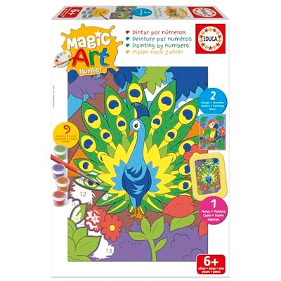 Educa Paint-by-Numbers: Peacock and Parrot Magic Art Number Children’s Crafts Recommended for Boys and Girls Aged 6, 7 and 8 and Over (20405) Educa Paint-by-Numbers: Peacock and Parrot Magic Art Number Children’s Crafts Recommended for Boys and Girls Aged 6, 7 and 8 and Over (20405)