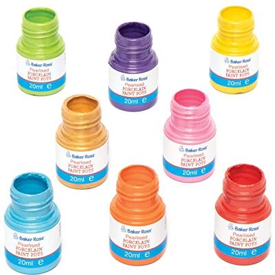 Baker Ross Metallic Porcelain Paint Pots Pack of 8, Ceramic Paint, Painting Set for Kids, Yellow Baker Ross Metallic Porcelain Paint Pots Pack of 8, Ceramic Paint, Painting Set for Kids, Yellow