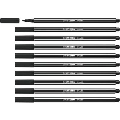 STABILO Pen 68 Premium Fibre-Tip Pen Pack of 10 Black STABILO Pen 68 Premium Fibre-Tip Pen Pack of 10 Black