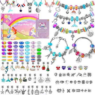 LauCentral 164 Pieces Charm Bracelet Making Kits, Jewelry Making Supplies Beads DIY Art Crafts Supplies Set with Snake Chain String for Christmas Gifts for Girls Teens Children Age 8-12 LauCentral 164 Pieces Charm Bracelet Making Kits, Jewelry Making Supplies Beads DIY Art Crafts Supplies Set with Snake Chain String for Christmas Gifts for Girls Teens Children Age 8-12