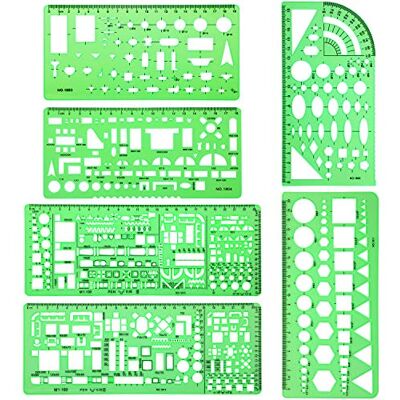 Shappy 6 Pieces Plastic Measuring Templates Building Formwork Stencils Geometric Drawing Rulers for Office and School, Clear Green Shappy 6 Pieces Plastic Measuring Templates Building Formwork Stencils Geometric Drawing Rulers for Office and School, Clear Green