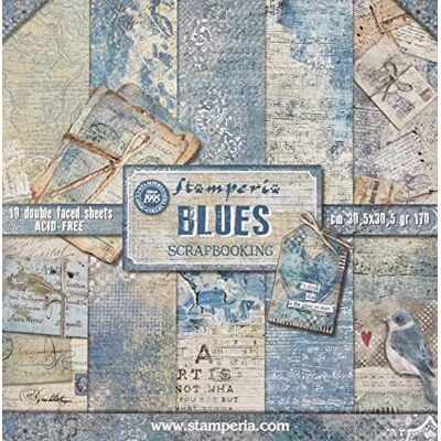 Stamperia Pack 10 Sheets Double face 30,5x30,5 Blues Stamperia Pack 10 Sheets Double face 30,5x30,5 Blues