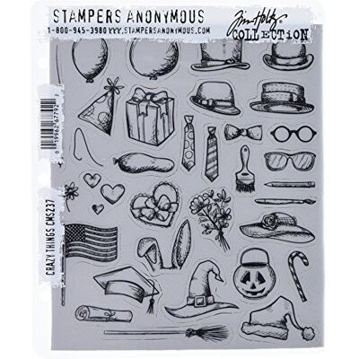 Stampers Anonymous Art Gone Wild Crazy Things Cling Stamp Set, Grey, 7" by 8.5 Stampers Anonymous Art Gone Wild Crazy Things Cling Stamp Set, Grey, 7" by 8.5