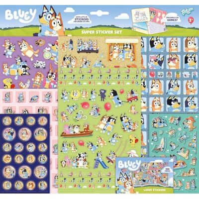 Totum Bluey Stickers XL Super Sticker Set, 7 Sticker Sheets, Metallic and 3D Puffy Stickers, Blue Totum Bluey Stickers XL Super Sticker Set, 7 Sticker Sheets, Metallic and 3D Puffy Stickers, Blue