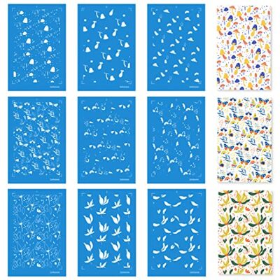SANAAA Christmas Silk Screen Printing Stencils for Polymer Clay, 9 Pieces Silk Screen Printing for Earrings, Tropical Style Stencils Transfer Printing Craft Printing (Set 4) SANAAA Christmas Silk Screen Printing Stencils for Polymer Clay, 9 Pieces Silk Screen Printing for Earrings, Tropical Style Stencils Transfer Printing Craft Printing (Set 4)
