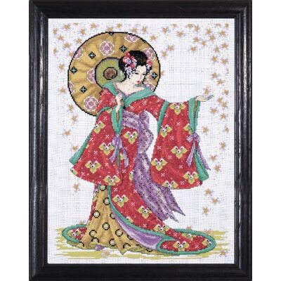 Design Works Red Geisha Cross Stitch Kit, Multi-Colour Design Works Red Geisha Cross Stitch Kit, Multi-Colour