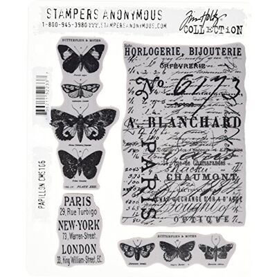 Stampers Anonymous Tim Holtz 7 x 8.5-inch Cling Rubber Stamp Set Papillon Stampers Anonymous Tim Holtz 7 x 8.5-inch Cling Rubber Stamp Set Papillon