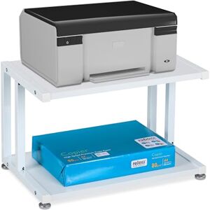 Relaxdays Printer Stand for Desk, 2 Levels, Office Shelf, Spare Paper Storage, HxWxD: 28 x 45 x 28 cm, for Table, White Relaxdays Printer Stand for Desk, 2 Levels, Office Shelf, Spare Paper Storage, HxWxD: 28 x 45 x 28 cm, for Table, White