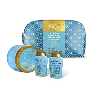 OGX Gift Set, Argan Oil of Morroco Hair Care Gift Set with Shampoo, Conditioner, Mask and Beauty Bag