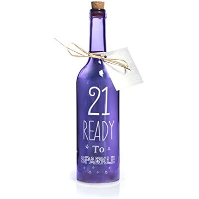 Boxer Gifts SB1221 Light-Up LED '21' Glass Starlight Bottle Beautiful, Decorative Homeware Perfect for a 21st Birthday Complete with Gorgeous Gift Tag, 6.7cm x 29.5cm, Dark Purple Boxer Gifts SB1221 Light-Up LED '21' Glass Starlight Bottle Beautiful, Decorative Homeware Perfect for a 21st Birthday Complete with Gorgeous Gift Tag, 6.7cm x 29.5cm, Dark Purple