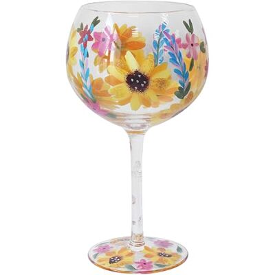 L & P Home & Gifts Lesser & Pavey Lynsey Johnstone Sunflowers Gin Glass for Cocktails, Wine & Spirits Hand Printed and Ml Decorative Drinking Glass for Home Parties Stylish Gift Idea for Women, Mums & Friends L & P Home & Gifts Lesser & Pavey Lynsey Johnstone Sunflowers Gin Glass for Cocktails, Wine & Spirits Hand Printed and Ml Decorative Drinking Glass for Home Parties Stylish Gift Idea for Women, Mums & Friends