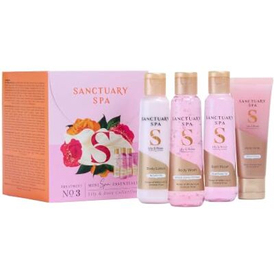 SANCTUARY Spa Lily & Rose Mini Spa Essentials Gift Set for Women, Body Wash, Bath Float, Body Scrub & Body Lotion, Floral Bath & Body Collection with White Lily & Rose SANCTUARY Spa Lily & Rose Mini Spa Essentials Gift Set for Women, Body Wash, Bath Float, Body Scrub & Body Lotion, Floral Bath & Body Collection with White Lily & Rose