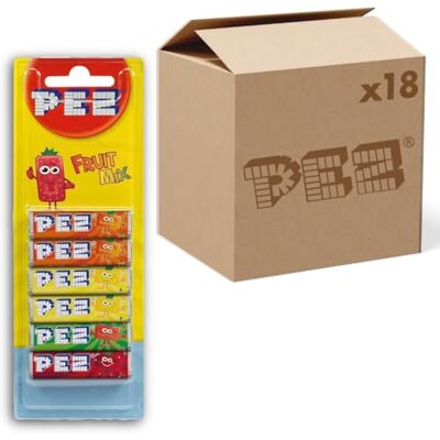 PEZ Refill Pack, Fruit Flavour Mix, Retro Vegetarian Gift Sweets, 6 x 8.5 g (Pack of 18) PEZ Refill Pack, Fruit Flavour Mix, Retro Vegetarian Gift Sweets, 6 x 8.5 g (Pack of 18)