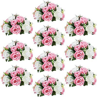 Sziqiqi Pack of 10 Fake Flowers, Silk Rose Flowers, Suit for Wedding/Party Centerpiece Road Lead Flower Rack Decorations, 10 Pieces Sziqiqi Pack of 10 Fake Flowers, Silk Rose Flowers, Suit for Wedding/Party Centerpiece Road Lead Flower Rack Decorations, 10 Pieces
