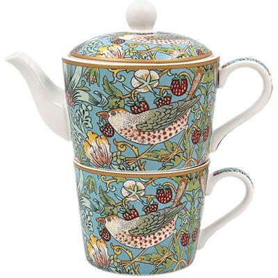 The Leonardo Collection William Morris Strawberry Thief Tea for One 250ml Cup and 400ml Pot for Home & Kitchen Lovely Tea Pot Gift for Women & Men Stylish Fine China Teapot Cup Set for Daily Use The Leonardo Collection William Morris Strawberry Thief Tea for One 250ml Cup and 400ml Pot for Home & Kitchen Lovely Tea Pot Gift for Women & Men Stylish Fine China Teapot Cup Set for Daily Use