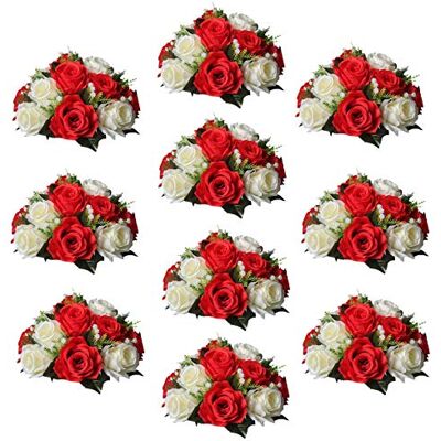 Sziqiqi Pack of 10 Fake Flower, Silk Rose Flowers, Suit for Wedding/Party Centerpiece Road Lead Flower Rack Decorations, 10 Pieces Sziqiqi Pack of 10 Fake Flower, Silk Rose Flowers, Suit for Wedding/Party Centerpiece Road Lead Flower Rack Decorations, 10 Pieces