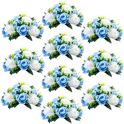 Sziqiqi Pack of 10 Fake Flowers, Silk Rose Flowers, Suit for Wedding/Party Centerpiece Road Lead Flower Rack Decorations, 10 Pieces Sziqiqi Pack of 10 Fake Flowers, Silk Rose Flowers, Suit for Wedding/Party Centerpiece Road Lead Flower Rack Decorations, 10 Pieces