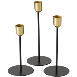 Boltze Cosima 2049897 Candlestick Set of 3 Black/Gold Modern Design for Taper Candles, Candle Holder, Candle Accessories) Boltze Cosima 2049897 Candlestick Set of 3 Black/Gold Modern Design for Taper Candles, Candle Holder, Candle Accessories)