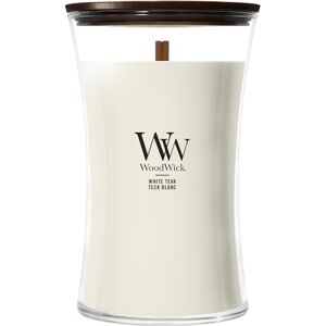 Woodwick Large Hourglass Scented Candle White Teak with Crackling Wick Burn Time: up to 130 Hours Woodwick Large Hourglass Scented Candle White Teak with Crackling Wick Burn Time: up to 130 Hours