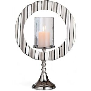 Casablanca modernes Design Casablanca Circulus Candlestick, Aluminium and Glass, Round, Silver, Glossy, Height 46 cm Casablanca modernes Design Casablanca Circulus Candlestick, Aluminium and Glass, Round, Silver, Glossy, Height 46 cm