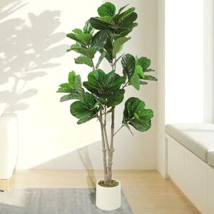 HOMCOM 180cm Artificial Fiddle Leaf Fig Tree, Decorative Artificial Plant with 98 PEVA Leaves in Pot for Indoor Living Room Office Home Decor, Green HOMCOM 180cm Artificial Fiddle Leaf Fig Tree, Decorative Artificial Plant with 98 PEVA Leaves in Pot for Indoor Living Room Office Home Decor, Green